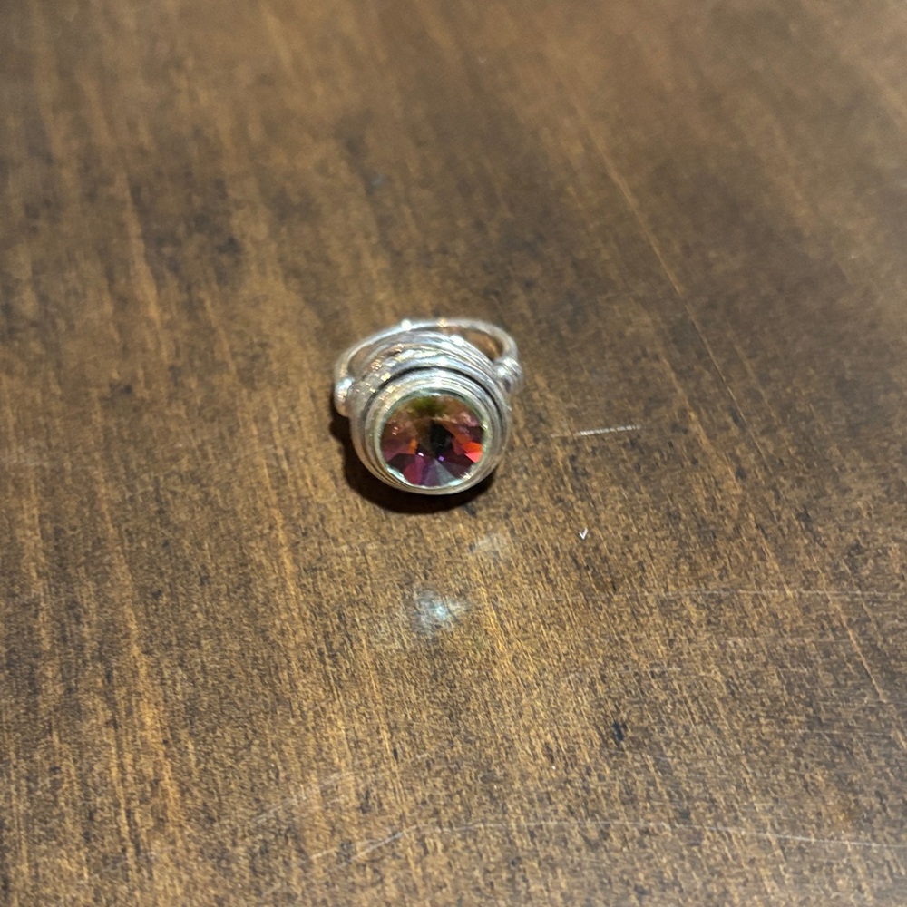 Silver Ring with Multicolor Gemstone
